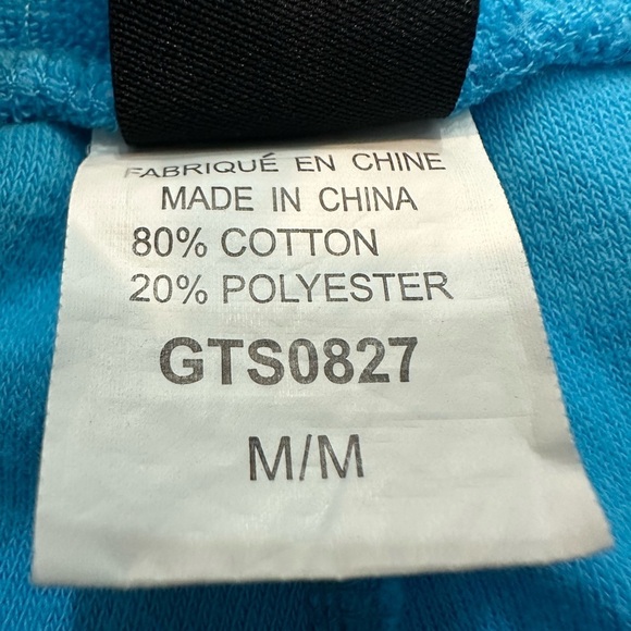 Aqua funky bright blue Terry cropped pants SZ M beach lounge - Picture 6 of 6